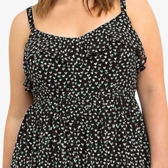 Torrid Heart Chiffon Ruffle Dress 1X Smocked Back Sun Dress Strappy Sundress - Picture 2 of 15